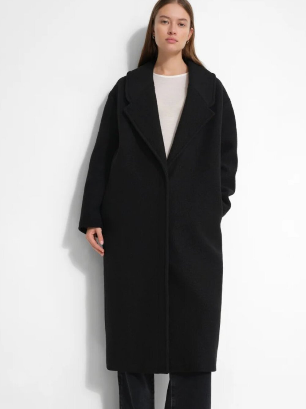 Marcelle Elizabeth Oversized Wool Coat Black, Sz XS